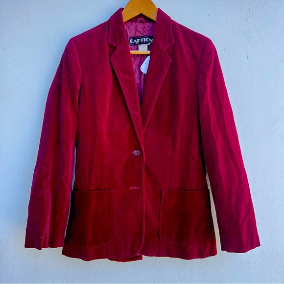 70s Maroon Velvet Slim Blazer - Picture 5 of 13